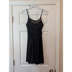 Victoria’s Secret Black Embellished Slip Dress Gold Stud Detail Small Minimalist